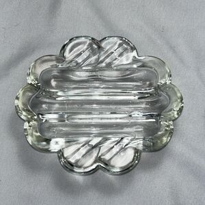 Vintage Glass Ashtray MCM Safex Clear Thick Glass 4” X 3.5”